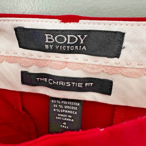 Body By Victoria The Christie Fit Red Dress Pants Womens 4 Tall - Picture 3 of 5